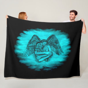 Angel Eros in Liebe , Schwarz und Grün Fleecedecke
