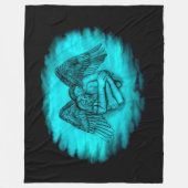 Angel Eros in Liebe , Schwarz und Grün Fleecedecke (Vorderseite)