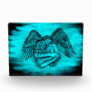 Angel Eros in Liebe , Schwarz und Grün Fotoblock