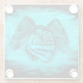 Angel Eros in Liebe , Schwarz und Grün Glasuntersetzer (Rückseite)