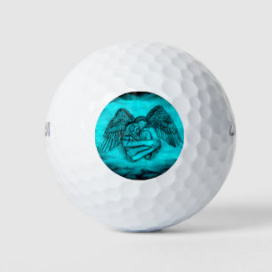Angel Eros in Liebe , Schwarz und Grün Golfball