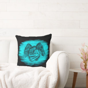 Angel Eros in Liebe , Schwarz und Grün Kissen