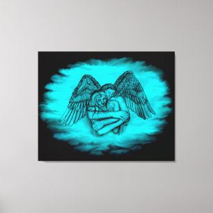 Angel Eros in Liebe , Schwarz und Grün Leinwanddruck
