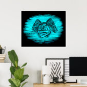 Angel Eros in Liebe , Schwarz und Grün Poster (Heimbüro)