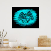 Angel Eros in Liebe , Schwarz und Grün Poster (Küche)
