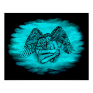 Angel Eros in Liebe , Schwarz und Grün Poster
