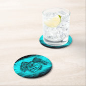 Angel Eros in Liebe , Schwarz und Grün Runder Pappuntersetzer (Vor Ort)