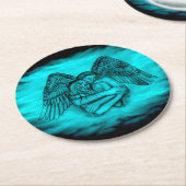 Angel Eros in Liebe , Schwarz und Grün Runder Pappuntersetzer (Angewinkelt)