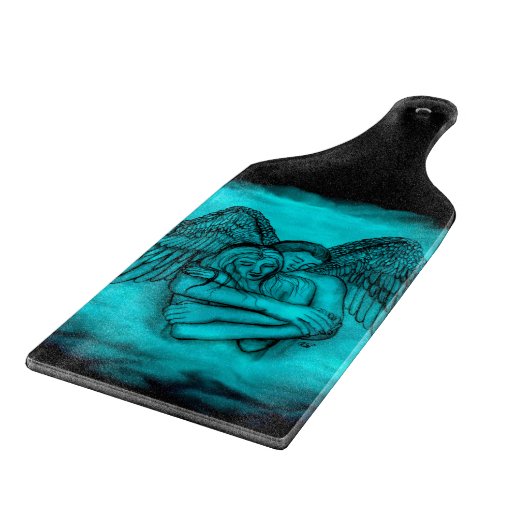 Angel Eros in Liebe , Schwarz und Grün Schneidebrett (Ecke)