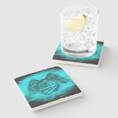 Angel Eros in Liebe , Schwarz und Grün Steinuntersetzer (Seitenansicht)