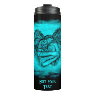 Angel Eros in Liebe , Schwarz und Grün Thermosbecher
