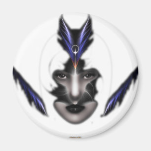 Angel Eyes Wings of Wind Fraktal Art Magnet