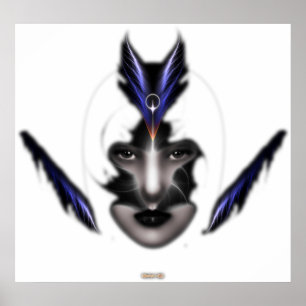 Angel Eyes Wings of Wind Fraktal Art Poster