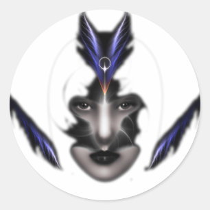 Angel Eyes Wings of Wind Fraktal Art Runder Aufkleber