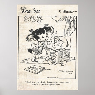 Angel Face Comic Strip "Auf dem Kopf gedruckt" Poster