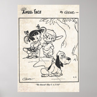 Angel Face Comic Strip "Der Hund mag keine Katzen" Poster
