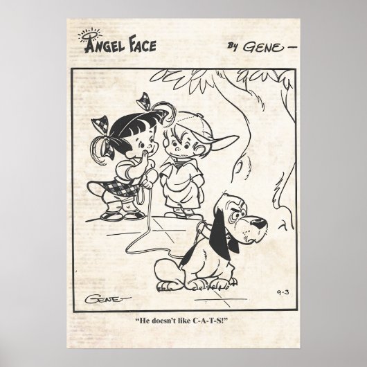 Angel Face Comic Strip "Der Hund mag keine Katzen" Poster (Vorne)