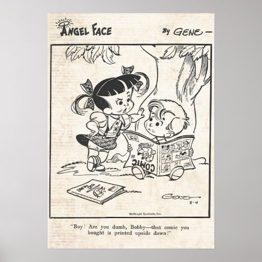 Angel Face Comic Strip "Printed Upside Down" Poster (Vorne)