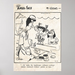 Angel Face's Hamburger Order Vintage Comic Strip Poster