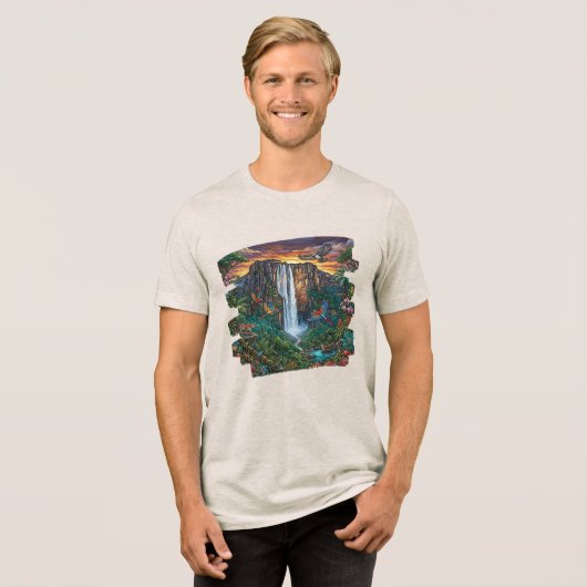 Angel Falls Höchster Wasserfall der Welt Tri-Blend Shirt (Vorderseite voll)