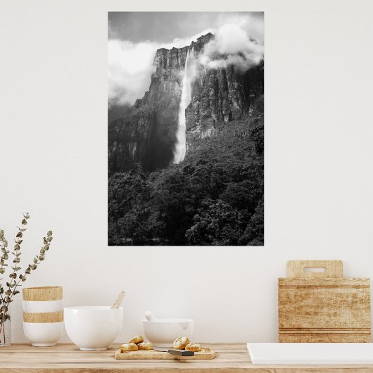 Angel Falls in Schwarz & Weiß Poster (Küche)