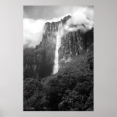 Angel Falls in Schwarz & Weiß Poster (Vorne)