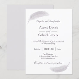 Angel Feather Lilac White Gray Elegante Hochzeit Einladung