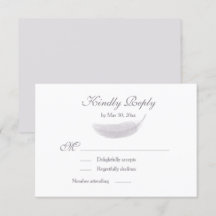 Angel Feather Lilac White Gray Wedding RSVP