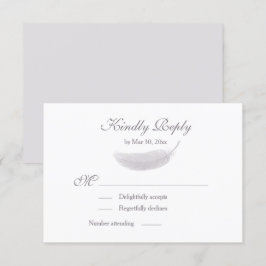 Angel Feather Lilac White Gray Wedding RSVP Einladung