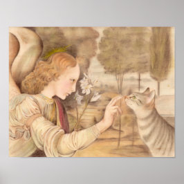 Angel Fingerspitzen und Katze Leonardo da Vinci Poster