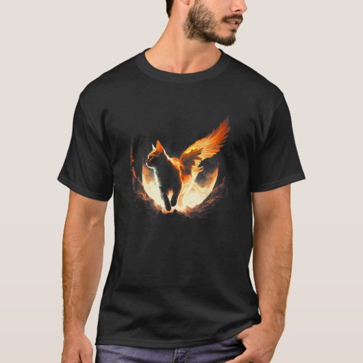 Angel Fire Cat Flying Cat T-Shirt (Vorderseite)