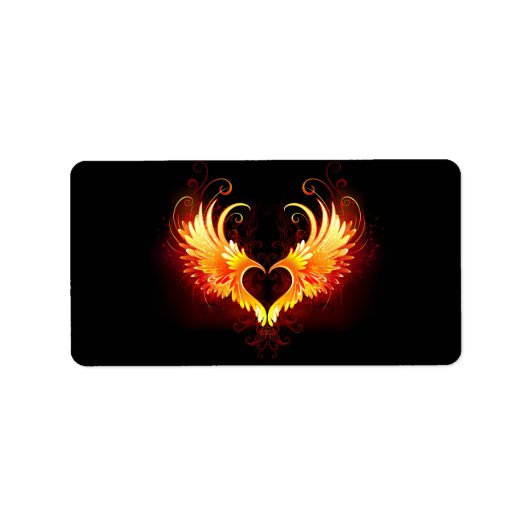 Angel Fire Heart with Wings Adressaufkleber (Vorne)