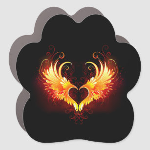 Angel Fire Heart with Wings Auto Magnet