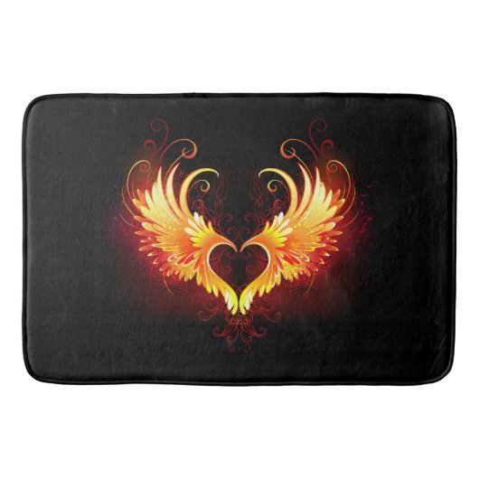 Angel Fire Heart with Wings Badematte (Vorderseite)
