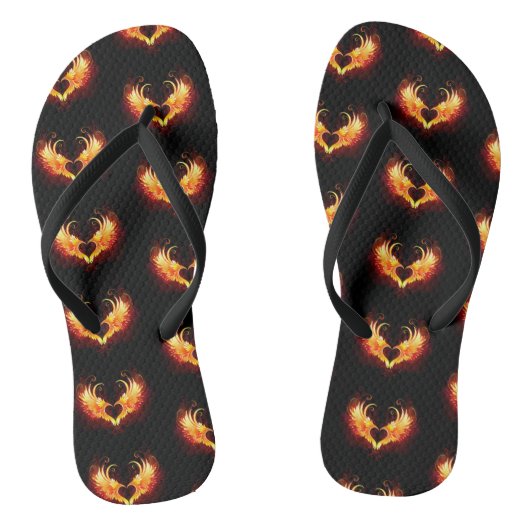 Angel Fire Heart with Wings Badesandalen (Fußbett)