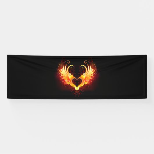 Angel Fire Heart with Wings Banner (Horizontal)
