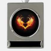Angel Fire Heart with Wings Banner-Ornament Silber (Vorderseite)