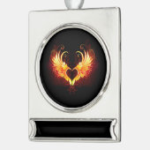 Angel Fire Heart with Wings Banner-Ornament Silber (Links)