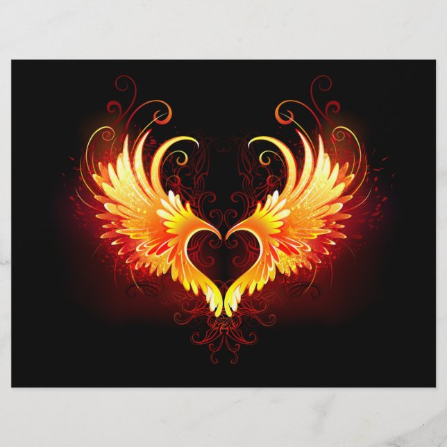 Angel Fire Heart with Wings Briefbogen (Vorderseite)