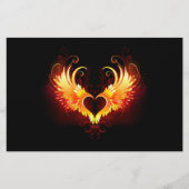 Angel Fire Heart with Wings Briefpapier (Vorderseite)