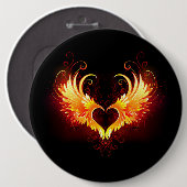 Angel Fire Heart with Wings Button (Vorne & Hinten)