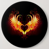 Angel Fire Heart with Wings Button (Vorderseite)