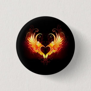 Angel Fire Heart with Wings Button