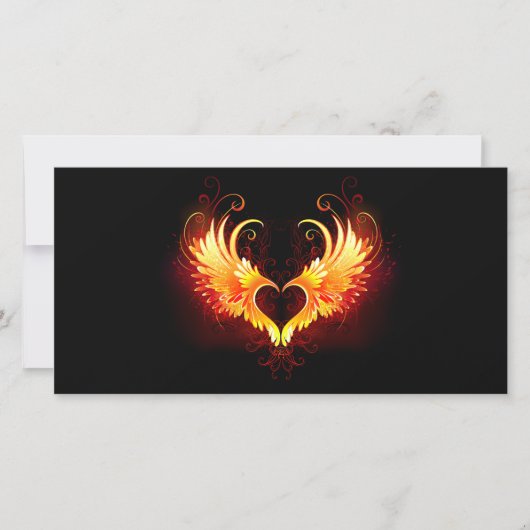 Angel Fire Heart with Wings Dankeskarte (Vorderseite)