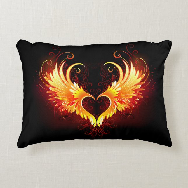 Angel Fire Heart with Wings Dekokissen (Vorderseite)