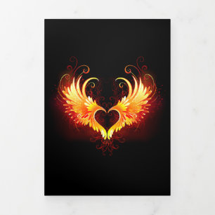 Angel Fire Heart with Wings Dreifach Gefaltete Karte
