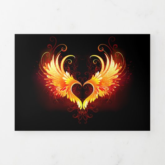 Angel Fire Heart with Wings Dreifach Gefaltete Karte (Cover)