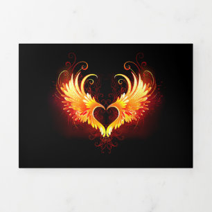 Angel Fire Heart with Wings Dreifach-gefaltete Programmkarte