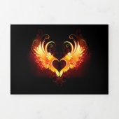 Angel Fire Heart with Wings Dreifach-gefaltete Programmkarte (Cover)