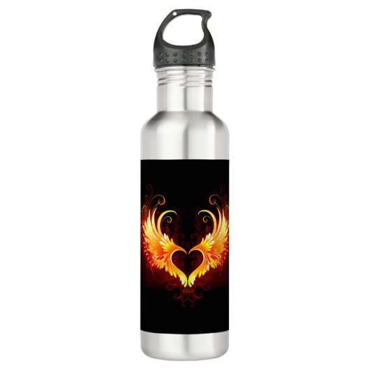 Angel Fire Heart with Wings Edelstahlflasche (Vorderseite)